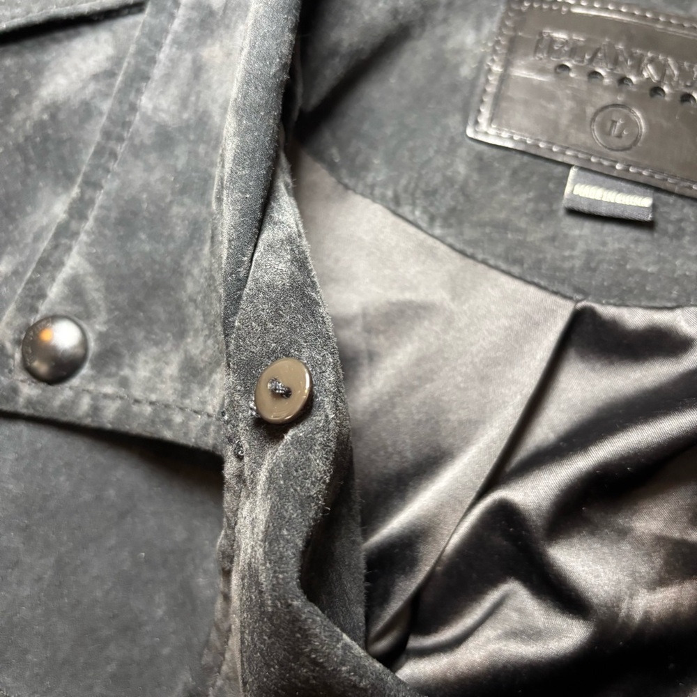 Blank NYC Women’s Suede Moto Jacket Asymmetrical Zip Soft Black Onyx Size L - Picture 14 of 14